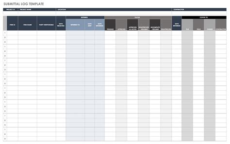 Excel Submittal Log Template